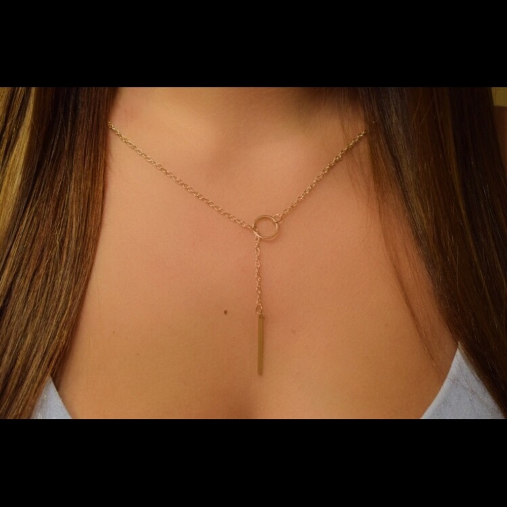 Gold Circle & Bar Necklace